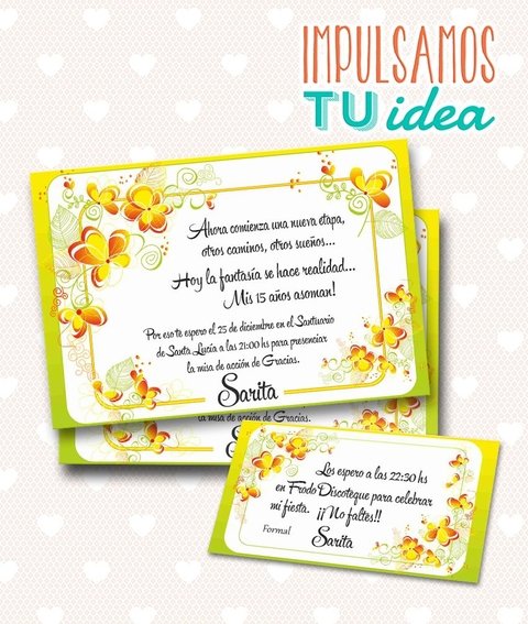 Tarjeta de 15 para imprimir - Invitación y Personal Sarita