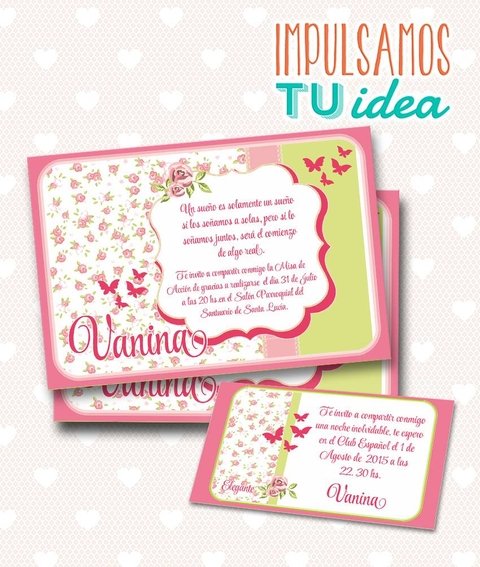 Tarjeta de 15 para imprimir - Invitación y Personal Vanina