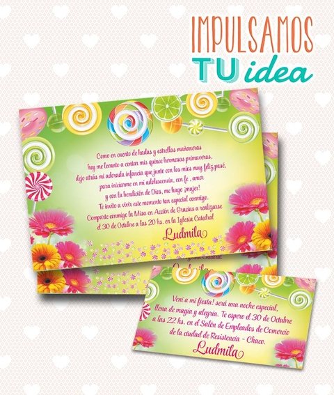 Tarjeta de 15 para imprimir - Invitación y Personal Ludmila
