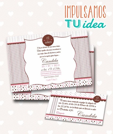 Tarjeta de 15 para imprimir - Invitación y Personal Candela