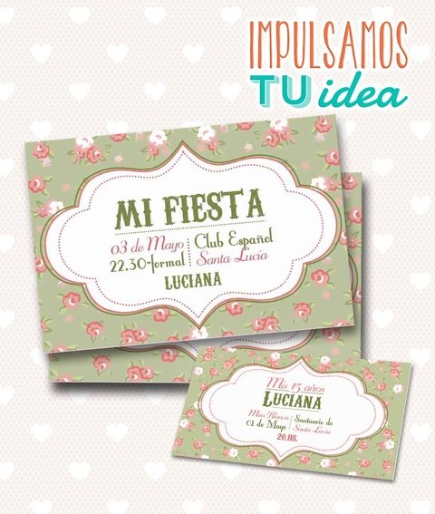 Tarjeta de 15 para imprimir - Invitación y Personal Luciana