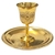 Taça Cálice com Pratinho em Metal Folheado Dourado