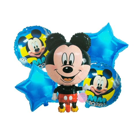 Set de 5 globos Mickey y estrellas celestes