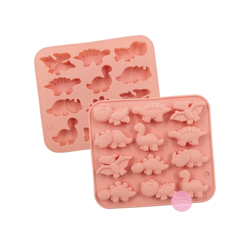 Molde de silicona mini dinos rosa