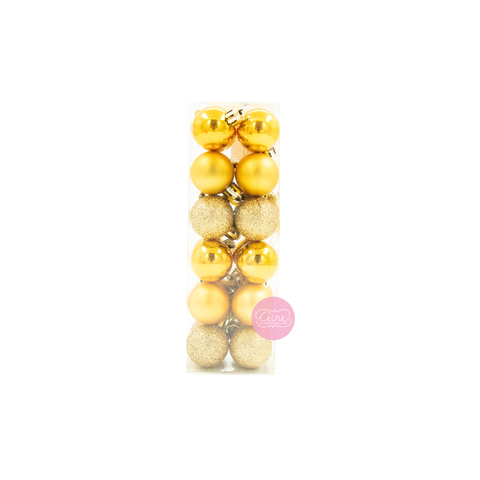 Set de adornos mini esferas dorado (2.5cm) x 24