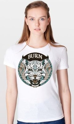 Playera Camiseta Tigre Blanco Burn Logo Coraje Nuevo Moda