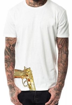 Playera O Camiseta Arma Pistola 9mm Dorada Armado De Oro - comprar en línea