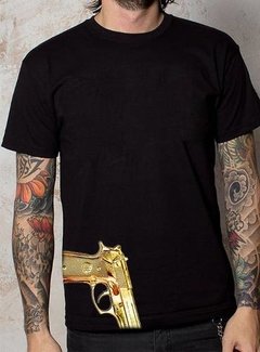 Playera O Camiseta Arma Pistola 9mm Dorada Armado De Oro