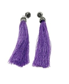 Aros largos pelo con stras brillo  color violeta 