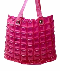 cartera bolso inflable grande con manijas CT 412 fuxia