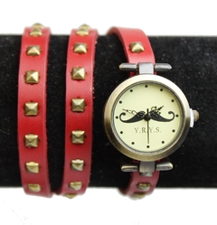 reloj pulsera con moustache SIN PILAS RJ 126 rojo