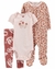 Set 3 Piezas Osito-Pijama Body Mangas Cortas Pantalon Floral