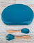 Plato Silicona Con Tenedor Y Cuchara Antideslizante Azul Marino en internet