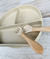 Plato Silicona Con Tenedor Y Cuchara Antideslizante Crema - comprar online