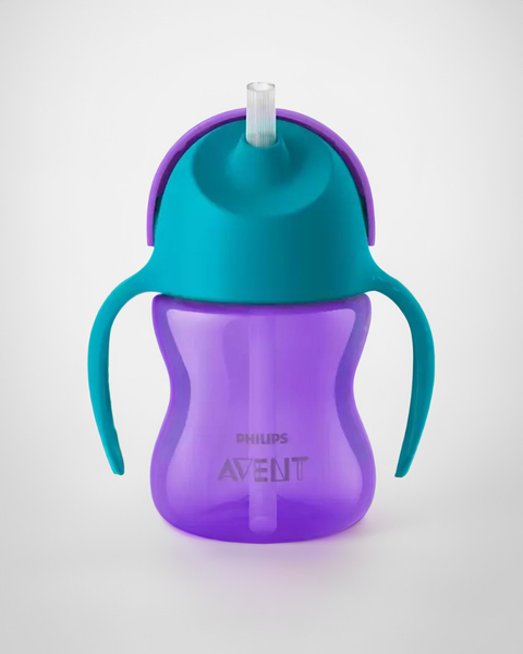 Vaso Antiderrame C/ Asas Sorbete Straw 200 ml Avent Violeta/Turquesa