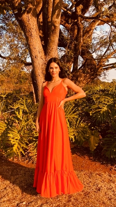 Vestido Veneza Linho Laranja - comprar online