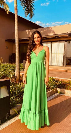 Vestido Veneza Linho Verde - comprar online