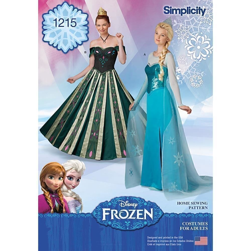 Set de Moldes Completo para Disfraz adulto de Elsa Frozen Simplicity Talle  USA 6/12 EU 32/38