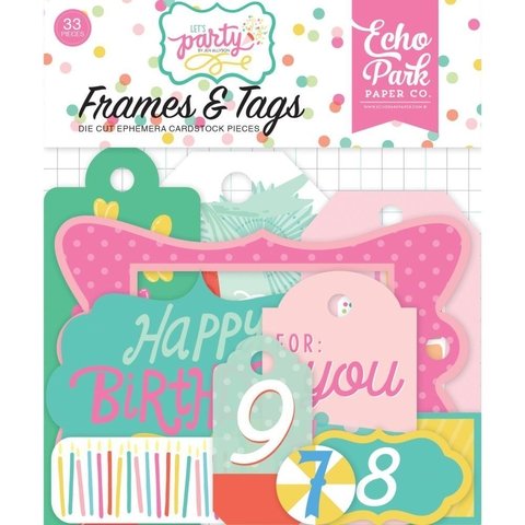 Conjunto de etiquetas de carton impreso Let's Party Frames & Tags Carta Bella