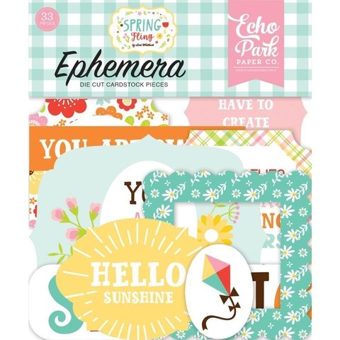 Conjunto de etiquetas de carton impreso Spring Fling icons Carta Bella