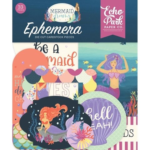 Conjunto de etiquetas de carton impreso Mermaid Dreams Carta Bella