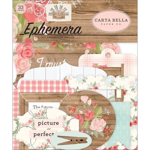 Conjunto 33 Etiquetas de cartón Ephemera Farmhouse Market Carta Bella