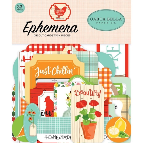 Conjunto 33 Etiquetas cartón Ephemera Farm To Table Carta Bella