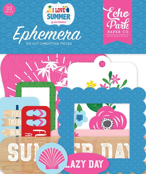 Conjunto de 33 Etiquetas de carton i Love Summer Echo Park