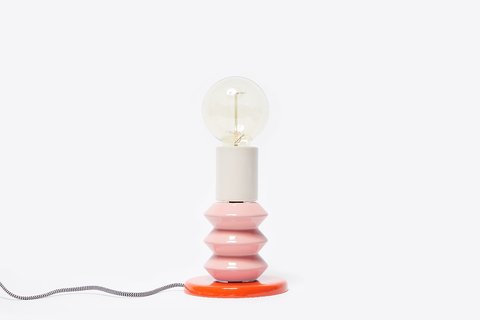 Lámpara de mesa Tótem - 3 módulos: - Naranja, rosa y natural.