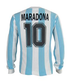 Camisa Argentina Retrô 1986 Home Maradona Manga longa + Brinde Exclusivo - Autêntica Retrô 
