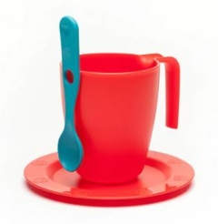 SET CONJUNTO TAZA + PLATO + CUCHARA COLOR - tienda online