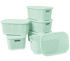 CAJAS ORGANIZADORAS SIMIL RATTAN SIN TAPA 36 X 25 X 17 CM - tienda online