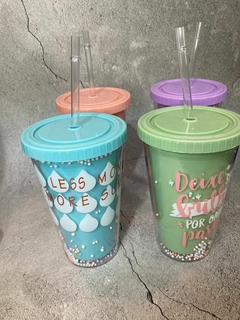 VASO DOBLE CAPA PASTEL CON CONFETTI - comprar online