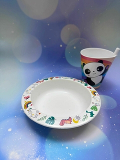 set vaso con bombilla bowl infantil