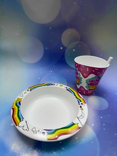 SET VASO CON BOMBILLA + BOWL INFANTIL - tienda online