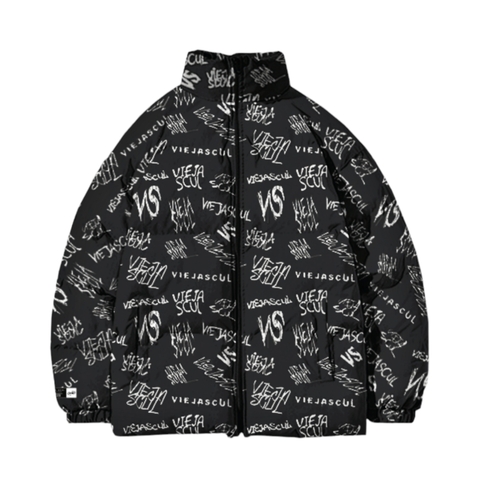 Campera Puffer Viejascul Logos Negro