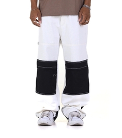 Pantalon Cargo Ancho Recto Check Blanco Negro BRZ - SamoaShop