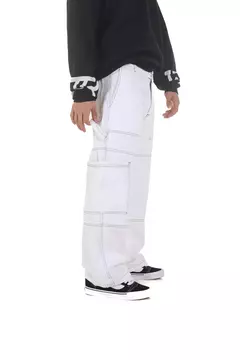 Pantalon Cargo Ancho Core White BRZ - tienda online