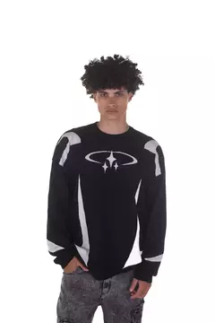 Sweater Oversize Stars Gris Negro - comprar online