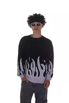 Sweater Oversize Flames Negro - comprar online