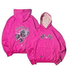 Hoodie Rituals Oversize Black Roses Fucsia