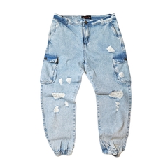 jogger Cargo de Jean Ancho DSTN baggie Celeste