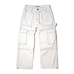 Pantalon Cargo Ancho Straight Core White con Costuras BRZ