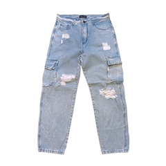 Jean Mom Fit Cargo Azul DSTN Roots
