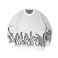 Sweater Oversize Flames Blanco