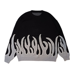Sweater Oversize Flames Negro
