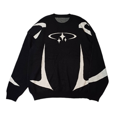Sweater Oversize Stars Gris Negro