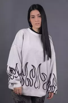 Sweater Oversize Flames Blanco - comprar online