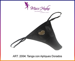 ART. 2004: Tanga lycra hilo dental con Detalles de Strass Corazon - comprar online