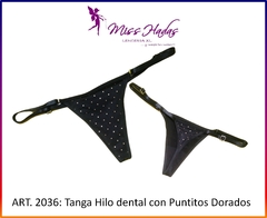 ART. 2036: Tanga de Lycra Hilo dental con Detalles de Puntitos Dorados